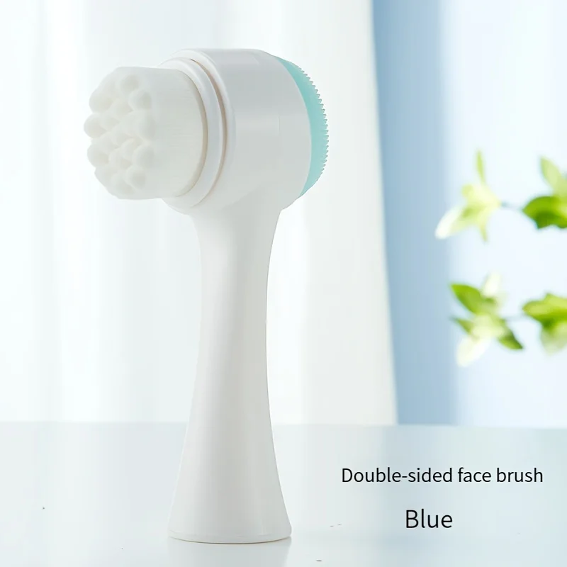 Escova de limpeza facial de silicone dupla face, para limpeza profunda, limpador facial manual, 1 peça