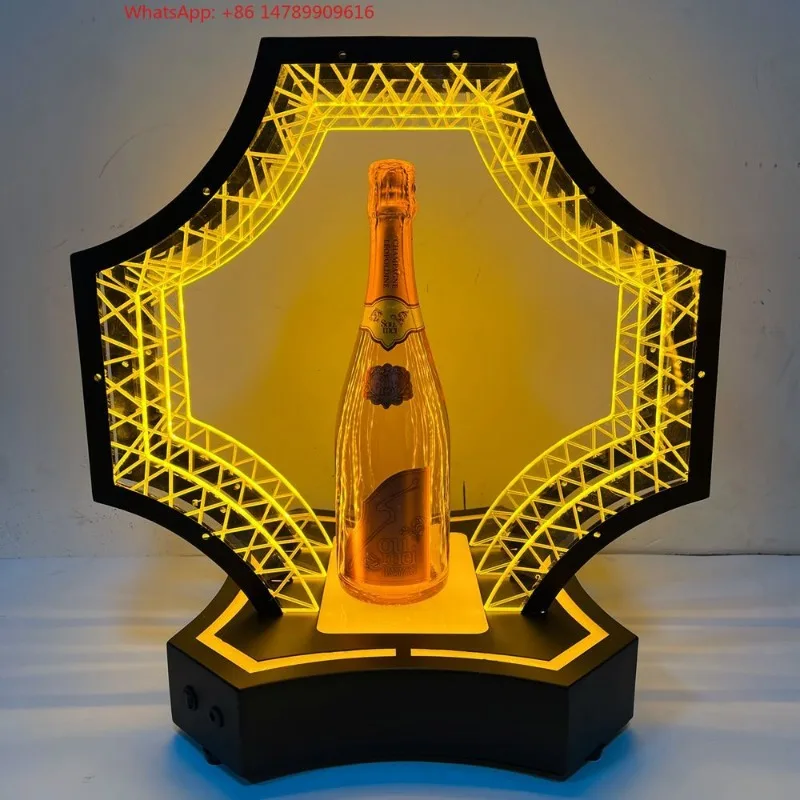 

Premium Custom LED Liquor Display StandODM Rechargeable 6-side Square LED Bottle Presenter Glorifier VIP Display Champagne Holde
