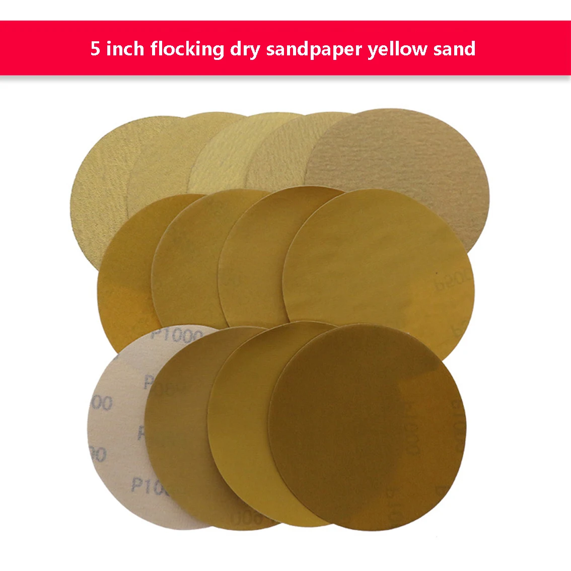 5 Inch 125 MM Self-Adhesive Grinding Wheel Yellow Alumina Sandpaper 80 180 320 400 500 600 800 1000 Dry Sandpaper Grinding Tools