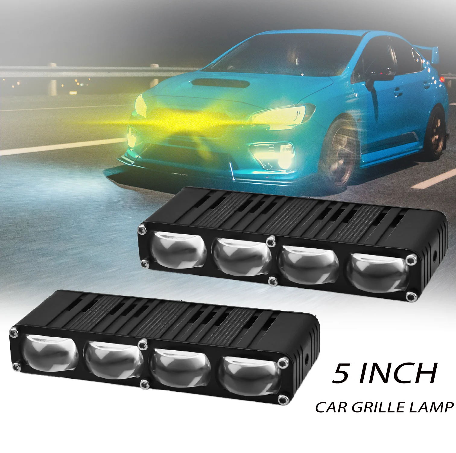 

2PCS Super Bright Fog Lamps Grille Matrix Projector Lens Long Range 4x4 Truck Tractor SUV Boat for Truck Jeep Motorcycle Lamp