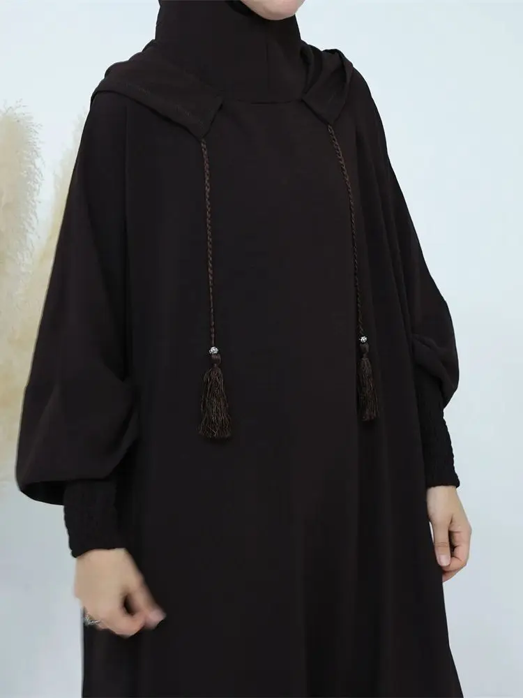 Eid Dubai keten Khimar Batwing Abaya Damen 2024 müslüman mütevazı Kaftan başörtüsü elbise Abayas kadınlar için Kebaya Robe Musulmane Femme