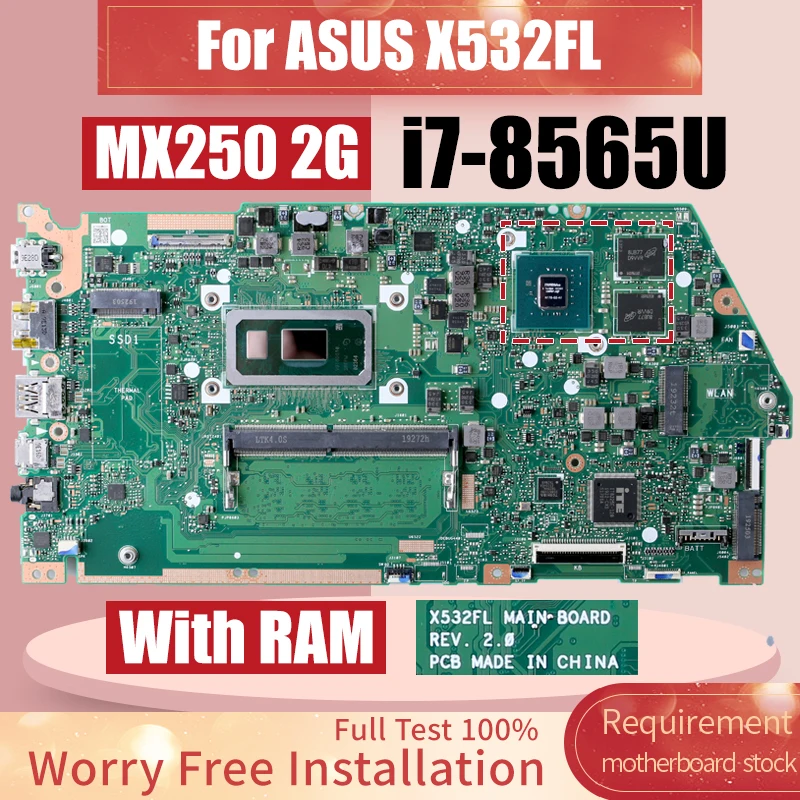 

REV: 2,0 для ноутбука ASUS X532FL, материнская плата стандарта MX250 2G с ОЗУ