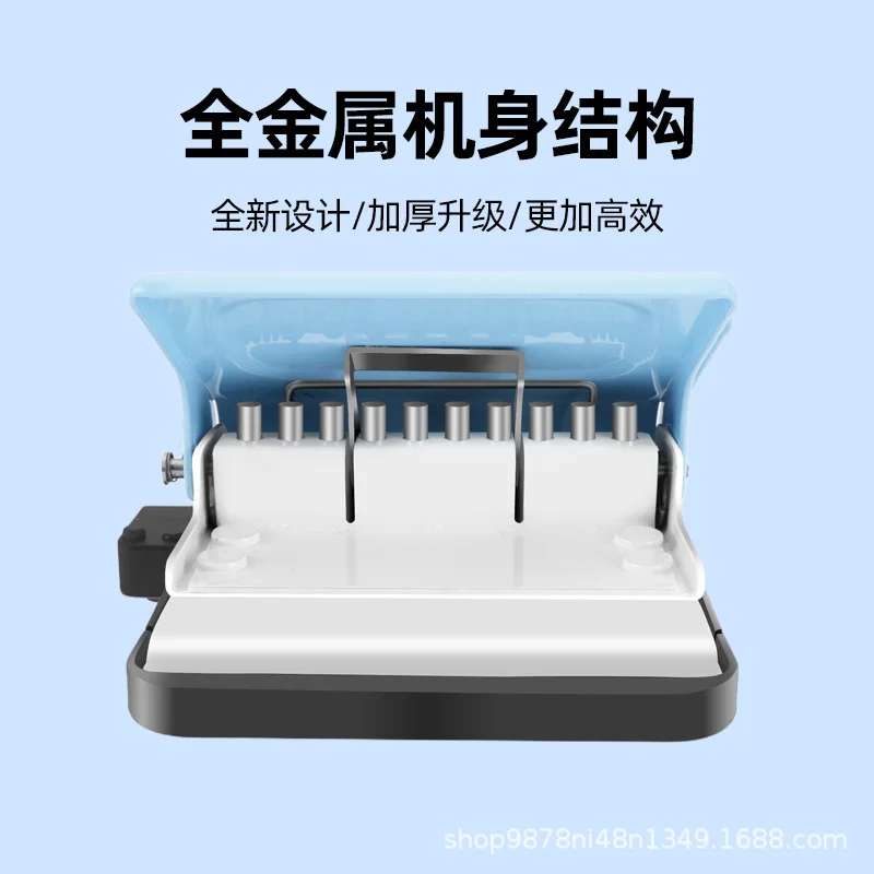 10-Hole Paper Punch Manual Metal Hole Puncher for A4 B5 A5 Loose-Leaf Planners with 5.5mm Hole Diameter Dual Ruler and