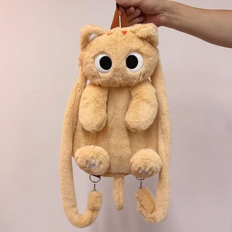 Schwarze Katze Rucksäcke Große Augen Kätzchen Puppe Plüsch Kawaii Kuscheltiere Umhängetasche Große Kapazität Stofftier Mode Umhängetasche – Detail 5