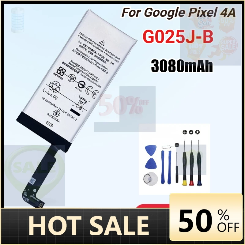 3080mAh G025J-B Replacement Battery for Google Pixel 4A Pixel4A 4G High Quality Mobile Phone Batteries Bateria 3.87v