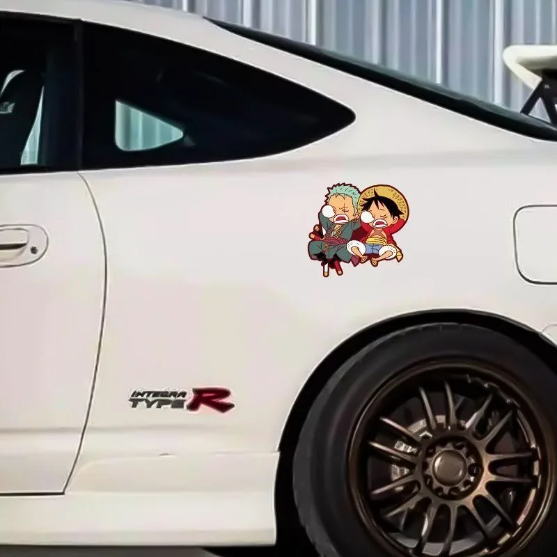 Anime One Piece Luffy Zoro Cartoon Creative Stickers Cute Fashion Car Motorcycle Waterproof Reflective Stickers Car Decoration