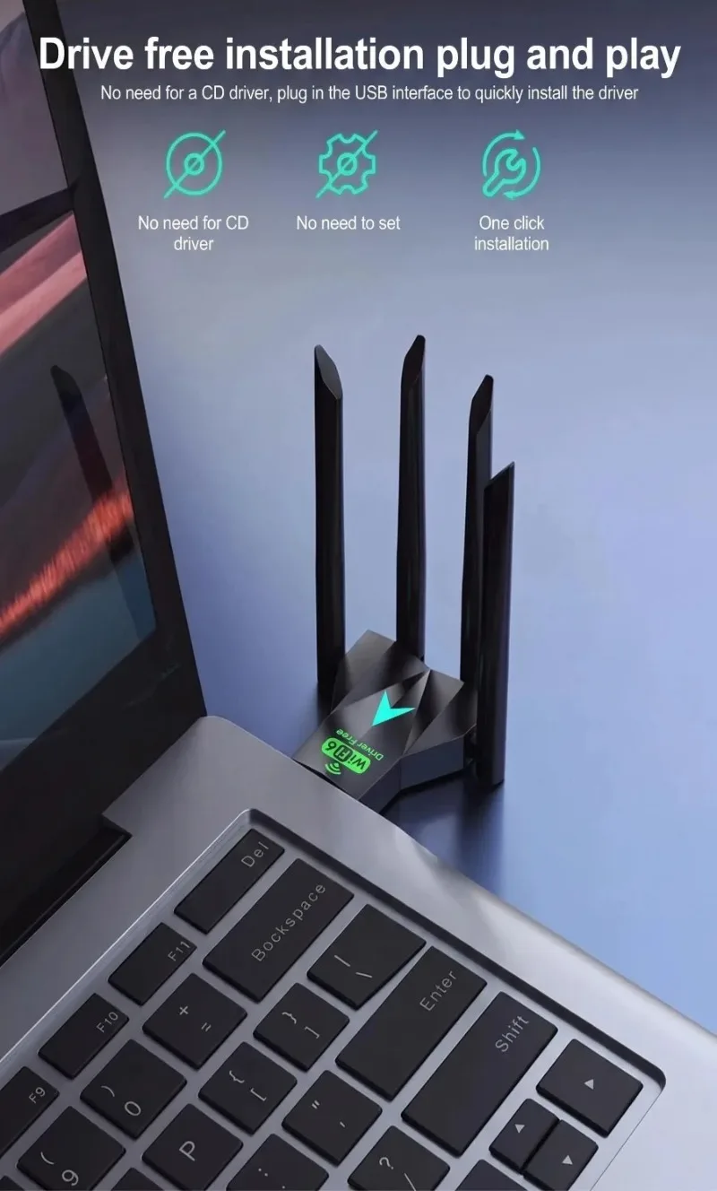 1300Mbps WIFI 6+BT 5.4 Adapter USB2.0 Dual Band 2.4G/5Ghz 802.11AX wifi+Bluetooth+USB 4 Antenna Wireless Receiver Driver
