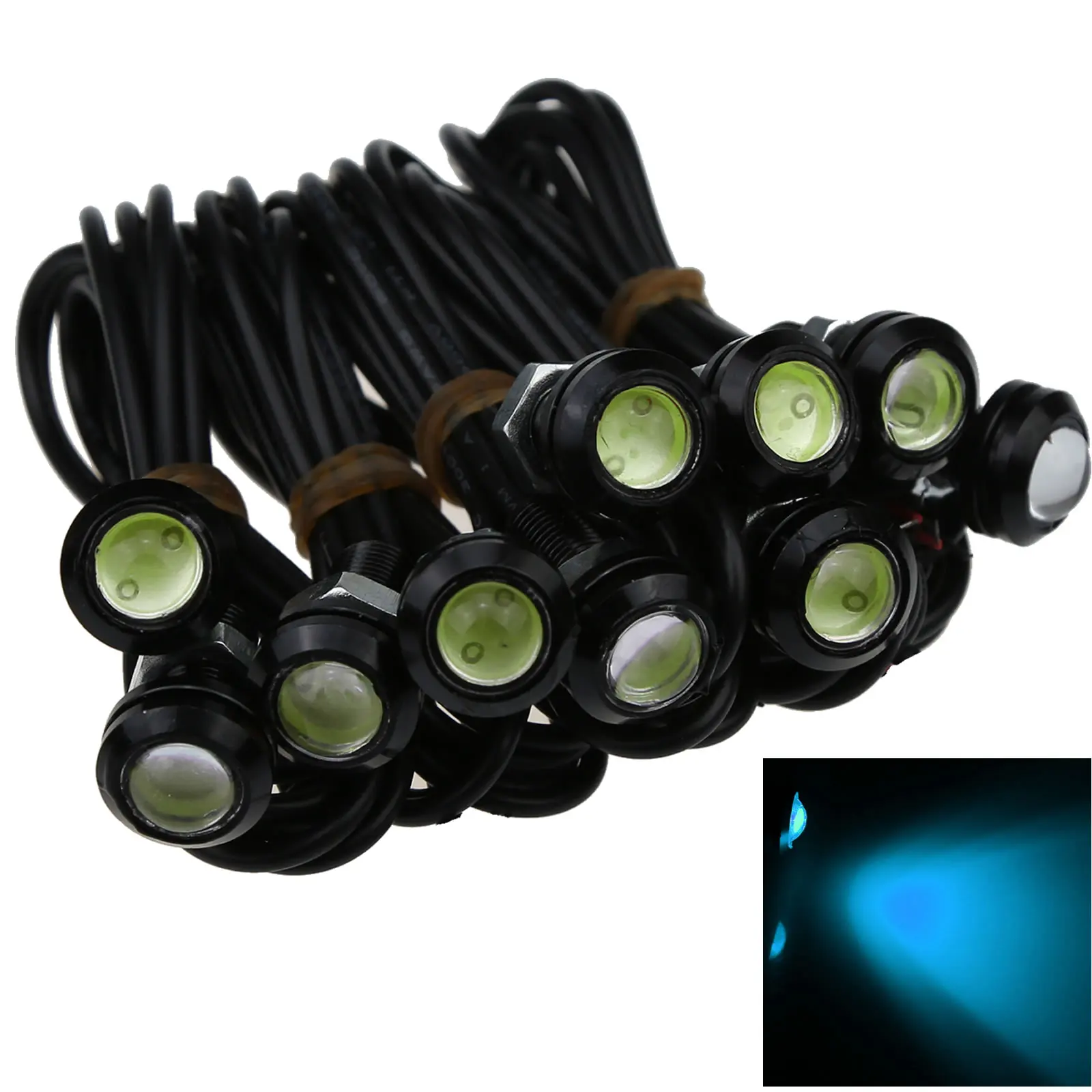 10x Ice Blue Auto Angel Eye DRL Backup Light Parking Reverse Blub 18MM 1 Emitters COB LED O502-BB