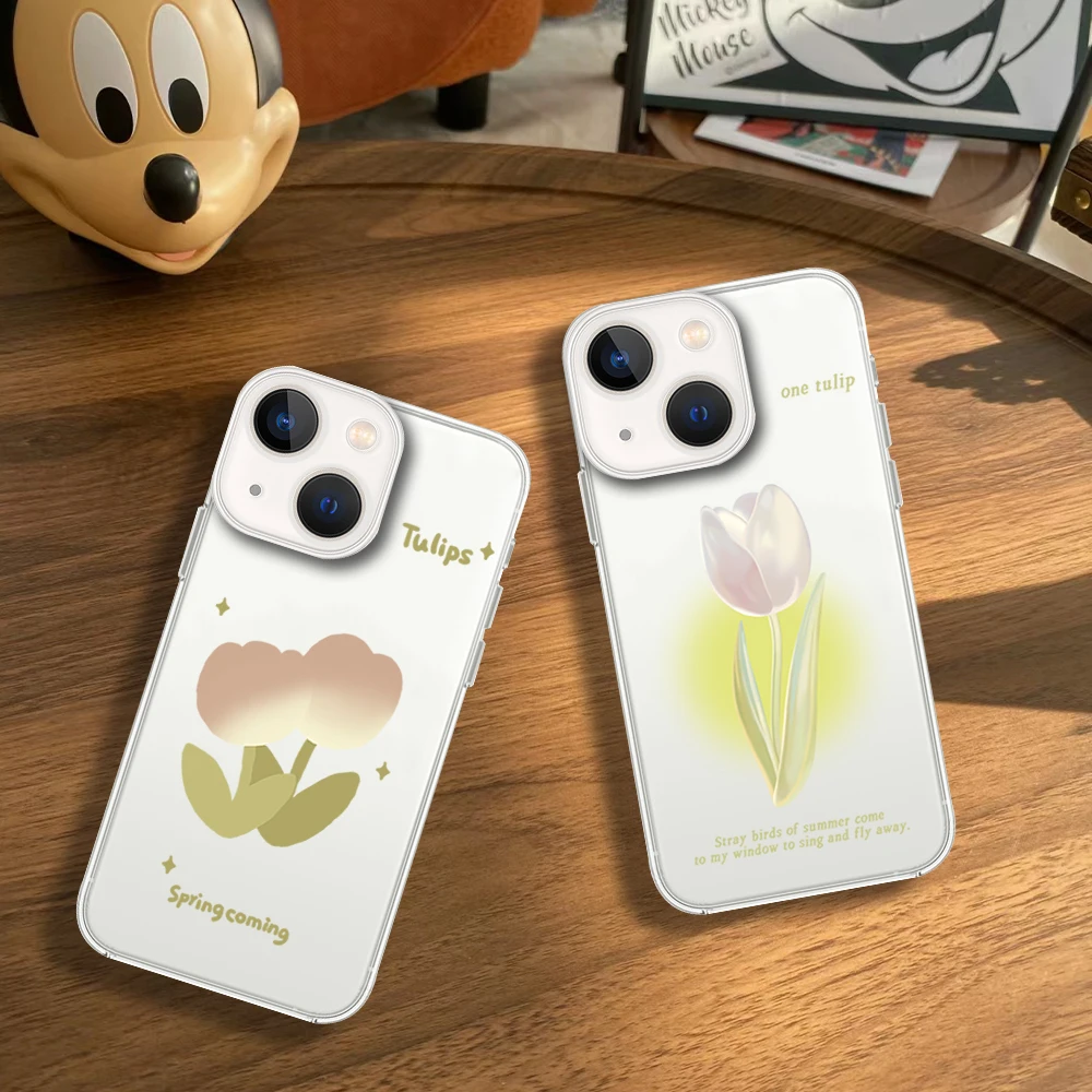 Cute Tulips Springcoming Transparent Soft TPU Silicone Phone Case For SAMSUNG A04 A05 A14 A23 A31 A54