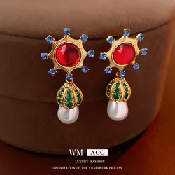 Medieval retro earrings for women, vintage fashionable and versatile earrings, niche light luxury and high-end accessories