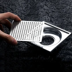 Stainless Steel Square Drain Hole Shower Hair Catcher Filter Stopper Floor Drains Net Cover Kitchen Bathroom Hardware Parts