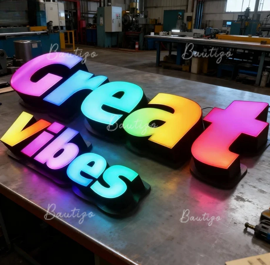 バー看板 RGB カスタムロゴ アドレサブルLEDチャンネル 3D文字 会社 ビジネス 壁面看板 広告 美容室 ネオン 理髪店