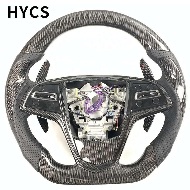 

Steering Wheel Covered Carbon Fiber for cadillac Ats Ats V Xlr Sls Ct4 Ct5 Ct6 Cts Xt4 Xt5 Xt6 Xts Without airbags