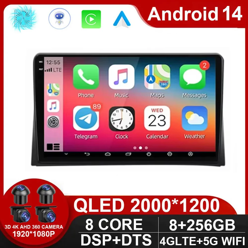 Android 14 Car Radio For Volkswagen Multivan T5 2003 - 2015 Multimedia Video Player GPS Navigation Carplay QLED Screen Stereo