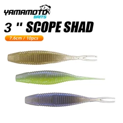 YAMAMOTO Scope Shad 3”7.6cm 10PCS/PACK Soft Lures Jighead Fishing Baits For Bass with 12 colors popular in the US