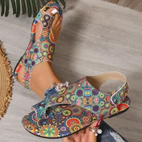 2025 femmes sandales plates confortables sandales plates imprimé bohême Style romain chaussures pour femmes chaussures De mode Sandalias De Mujer 4