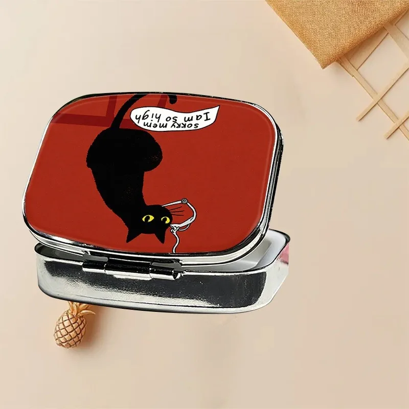 New Travel Cases Lovely Colored Medicine Metal Jwelery Organizers Household Holder Iron Cabinet Small Pill Container with Mirror