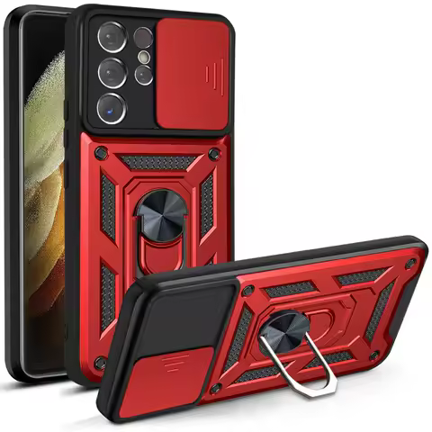 Cover Case for Samsung Galaxy S21 Ultra S 21 Plus S21 FE Camera Lens Protective Car Holder Magnetic Armor Shockproof Bumper Case