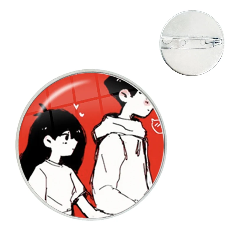 Cartoon Watamote Kuroki Tomoko Glass Dome Brooches Shirt Lapel Bag Cute Badge Cartoon Pins For Clothes Hat Accessories