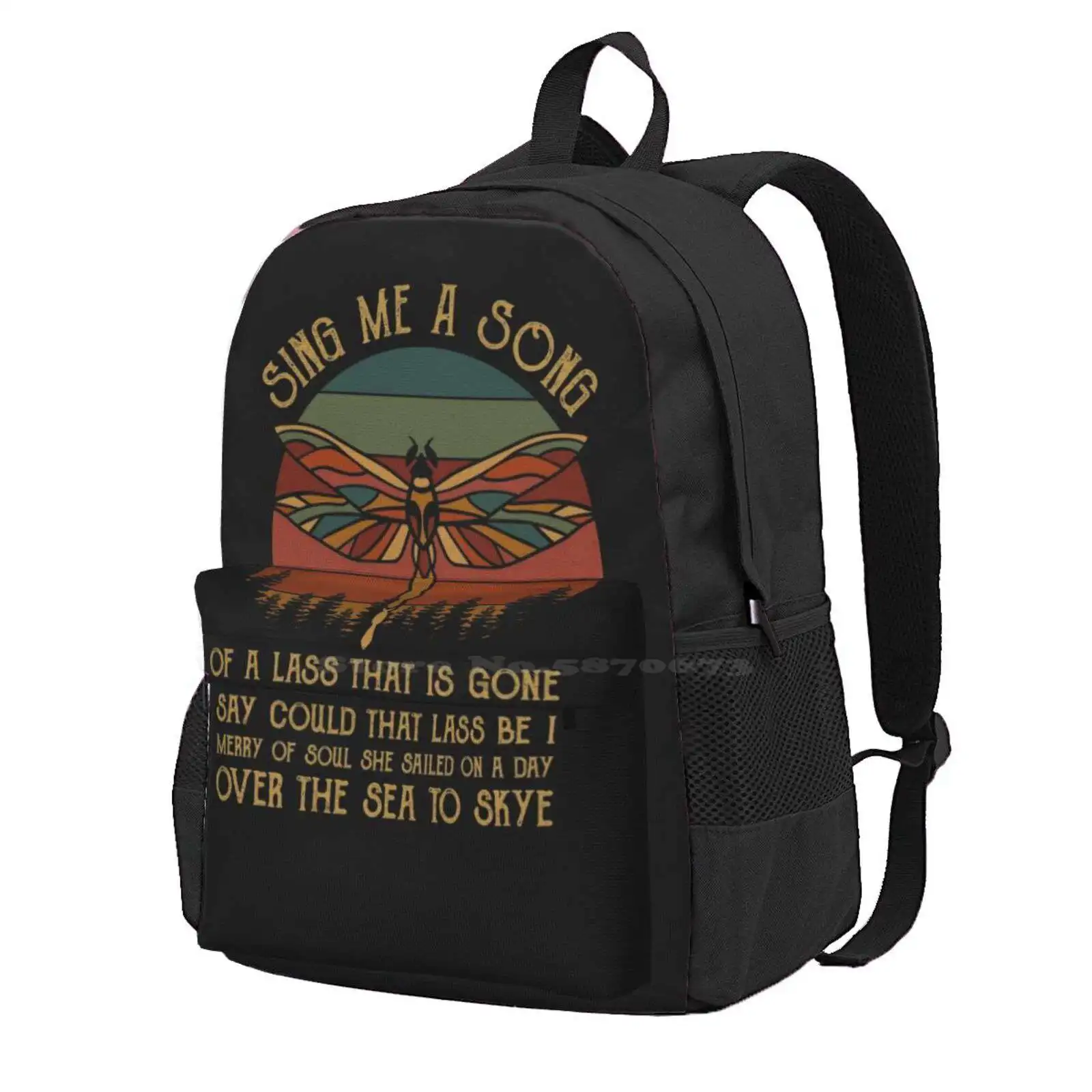 Outlander Sing Me A Song Trees Dragonfly Hot Sale Schoolbag Backpack Fashion Bags Outlander Series Jamie And Claire Jamie