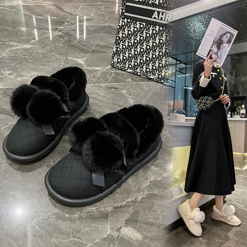 Explosive snow boots women's new bean shoes autumn and winter new cotton shoes soft sole fashion casual snow boots