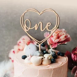 Wooden One Cake Topper Birthday Party Newborn 1st First Birthday Baby Shower Kids Party One Anniversary Cake Topper Decorations
