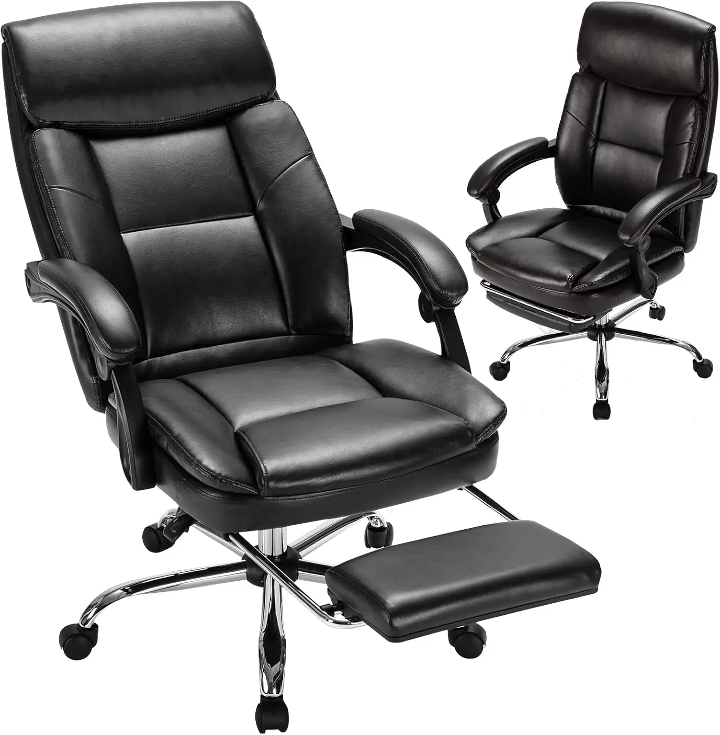 

Executive Office Chair, Ergonomic Big and Tall Leather Swivel Rolling Managerial Reclining Computer Desk Task Chair, Adjustable