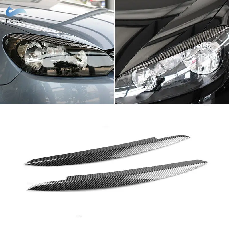 

Стайлинг автомобиля для VW Golf 6 MK6 GTI GTR 2009 2010 2011 2012 2013, текстура из углеродного волокна/глянцевая черная отделка для бровей и век