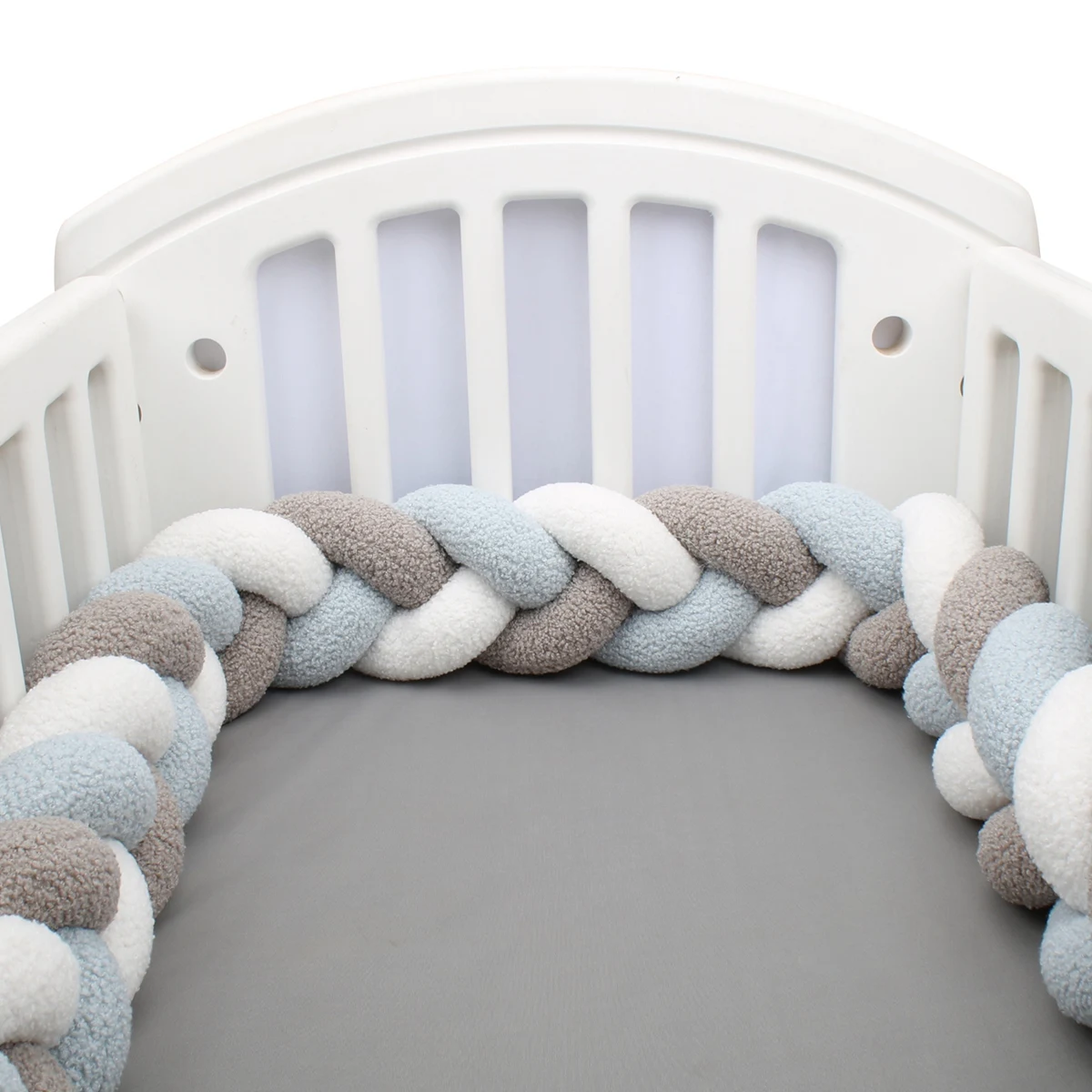 Bumper tempat tidur bayi baru lahir, pelindung 2M Set tempat tidur bayi untuk bayi laki-laki perempuan kepang simpul bantal dekorasi kamar