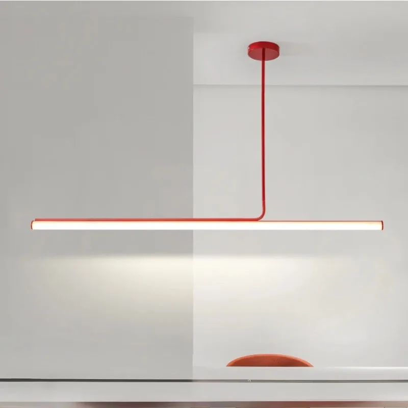 

Nordic Pendant Lights Minimalist Long Tube Light Dining Room Living Room Restaurant Creative Strip Loft LED Lighting Luminaires