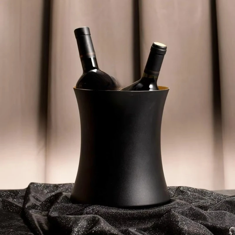 

5L matte black durable insulated ice bucket stainless steel dishwasher beverage bucket gold champagne cooler stick beer bucket