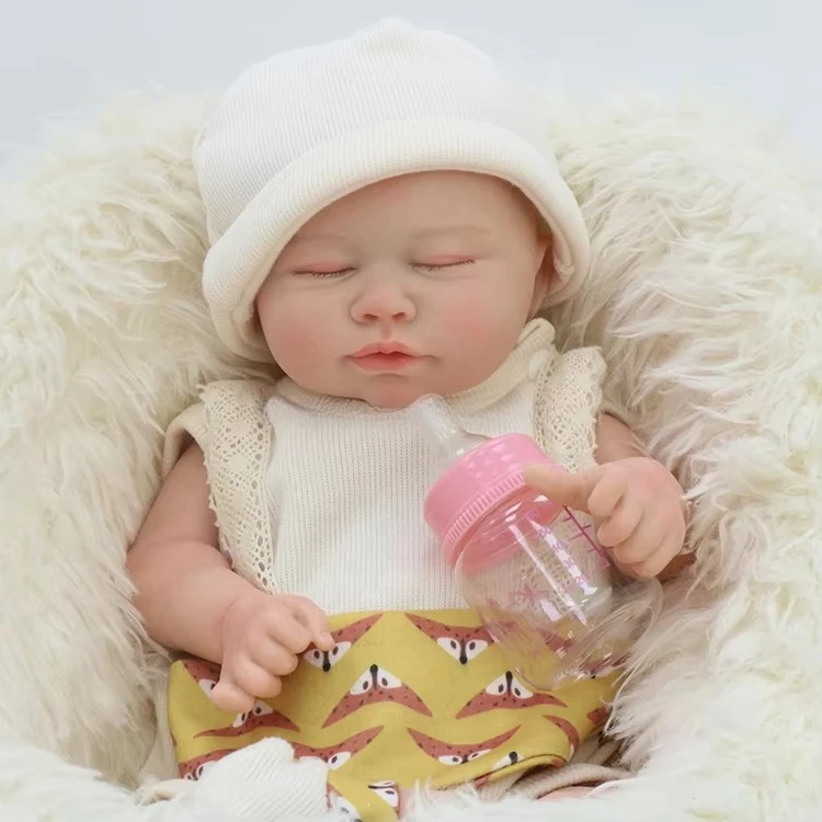 Girls 18inch Silicone Reborn Baby Doll Hyperrealistic Full Platinum Body Customized Color Fashion Doll DIY Toy