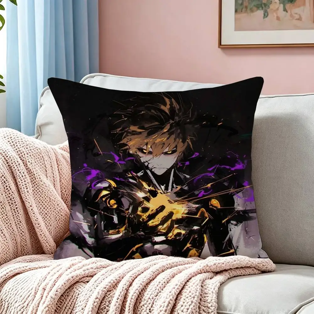 Anime O-One Punch Man Genos  Pillow Case Square Double-Sided Sofa Cushion Cover Bedroom Bedside Pillow