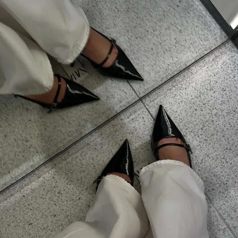 حجم 34-41 المرأة صنادل عالية الكعب الضحلة تو حزام الظهر الصنادل الصيف هريرة الكعوب أحذية الحفلات مثير #5