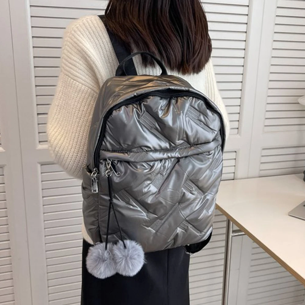 Nylon Padded Women Backpack Designer Down Padded Travel Backpack Cotton Space Book Bags for Women 2023 Waterproof School Bags