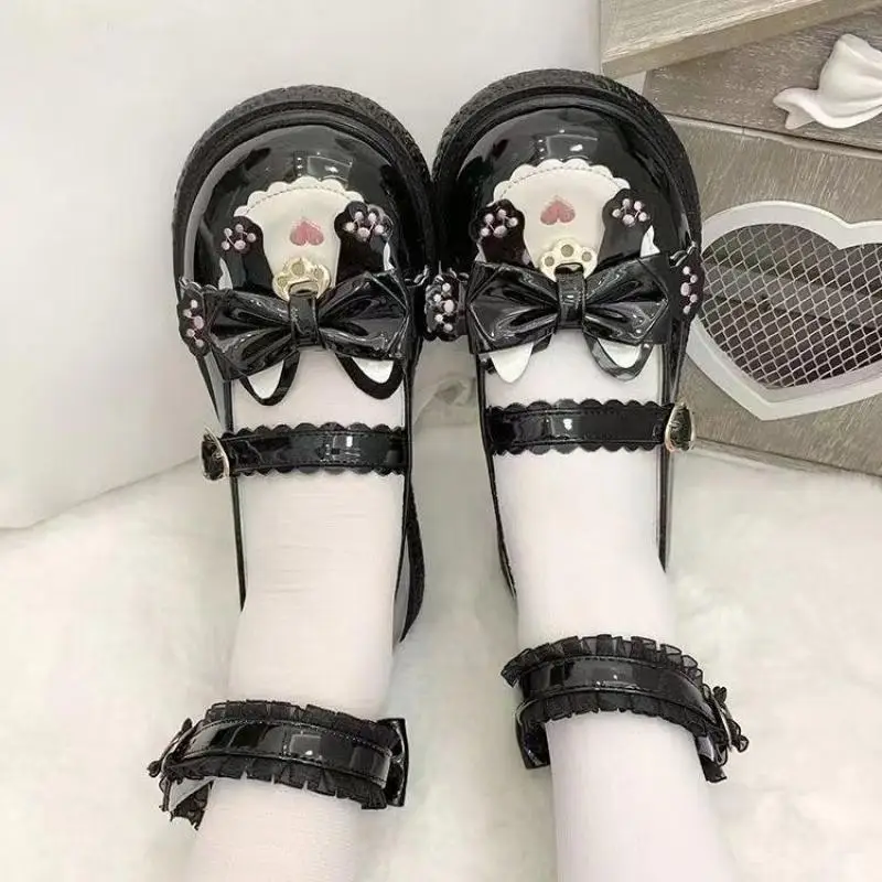 Japanese Harajuku Style Summer Lolita Cute Girl Sweet Sandals Bow Tie Kawaii Chic Mary Janes Shoes Mixed Color Round Toe Casual