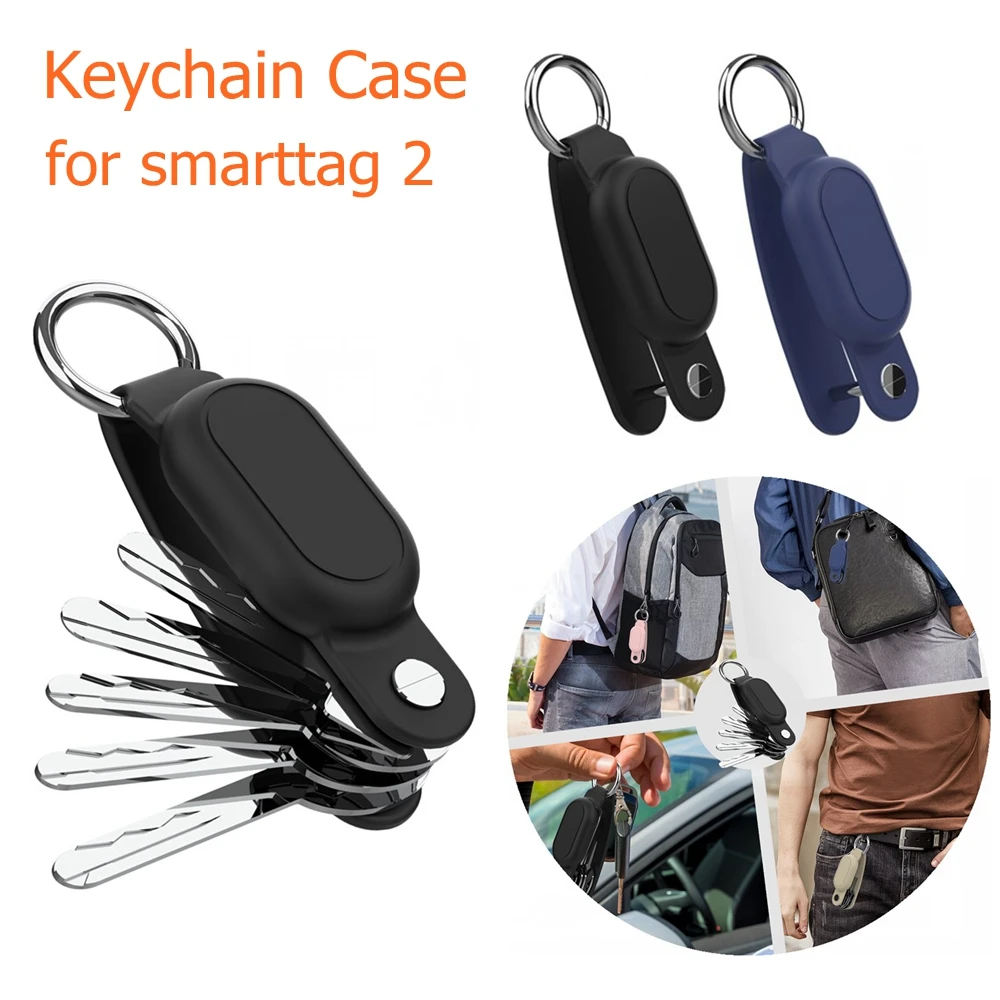 Silicone Cover For Samsung Galaxy SmartTag2 Tracker Case Keychain Anti-lost Protective Case with Key Ring for SmartTag2 Finder