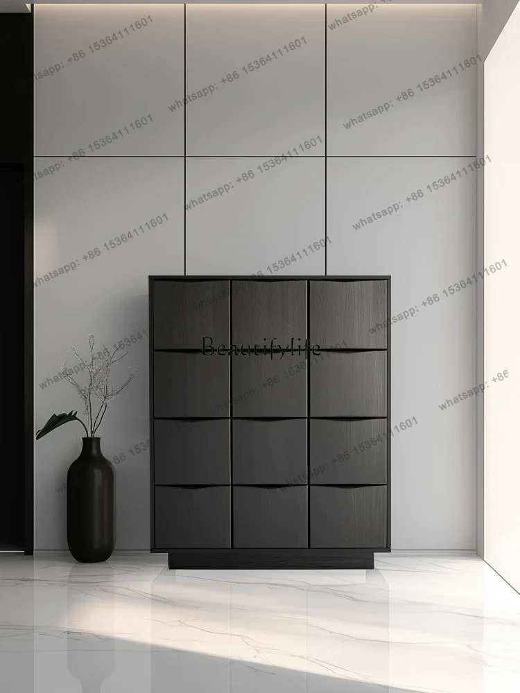 

D30Modern minimalist solid wood black light porch locker bedroom large capacity storage cabinet