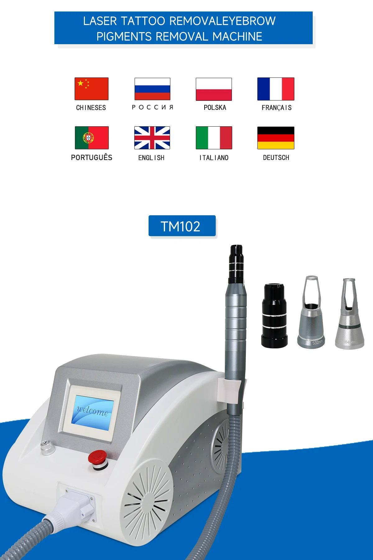 NEWGAGA Q تبديل إزالة الوشم بالليزر 1064 Nd Yag 532nm 1320nm تقشير الكربون بيكو الحاجب إزالة الليزر آلة Piosecond