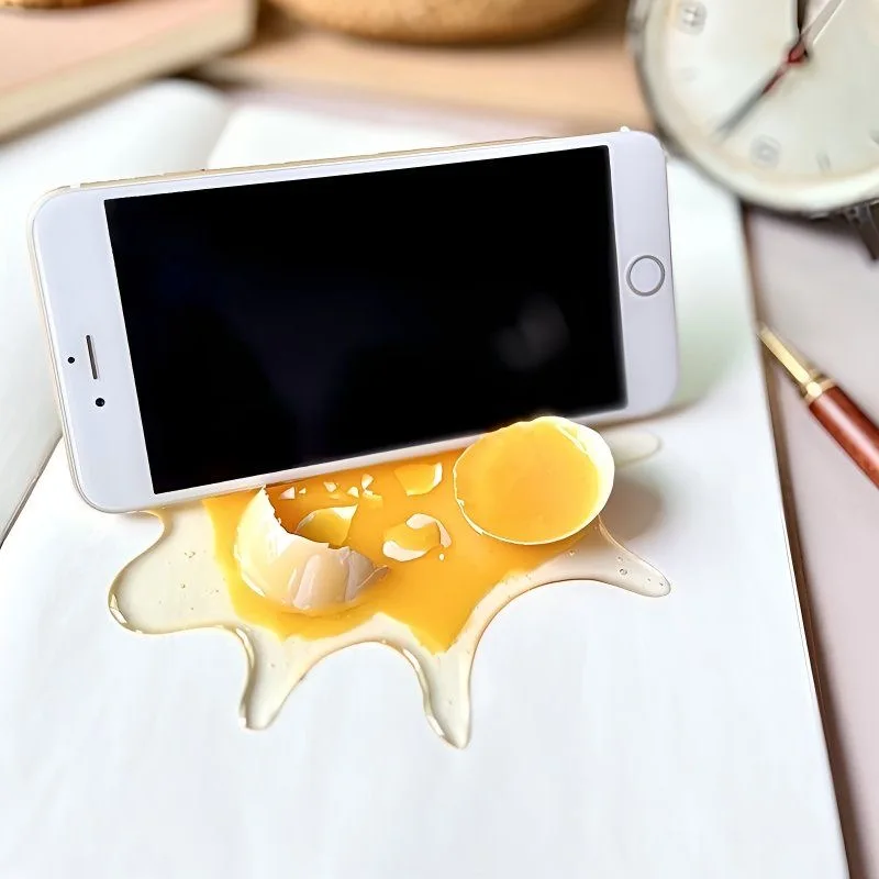 Broken Egg Spilled Noodle Phone Stand Prank Toy Desktop Decor Seat Saver
