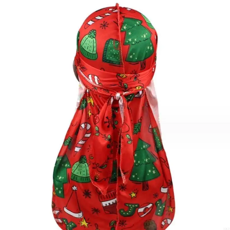 قبعة عيد الميلاد Durags قبعة بيني مطبوعة على الموضة لقبعة النوم لحجاب الرأس الإسلامي