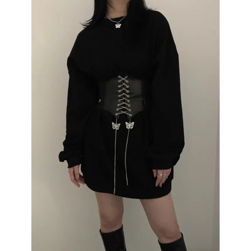 เข็มขัดคาดเอวกว้างตกแต่งผีเสื้อสําหรับผู้หญิง 2025 เข็มขัดเดรสระดับไฮเอนด์ใหม่