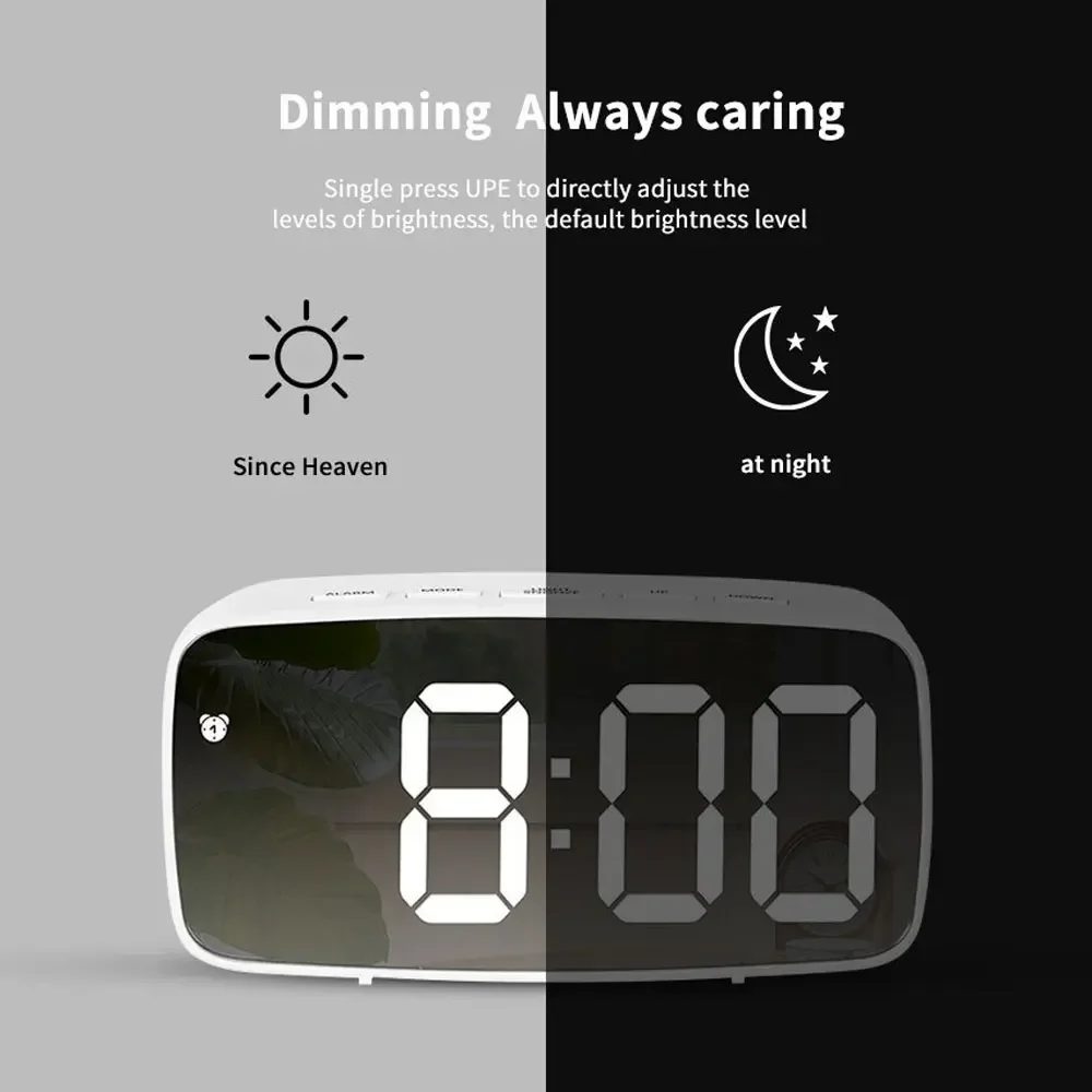 Acrylic/Mirror Alarm Clock Electronic Watch Desk Digital Moment Bedroom Decoration Table And Accessory Smart Hour Led  Awakening