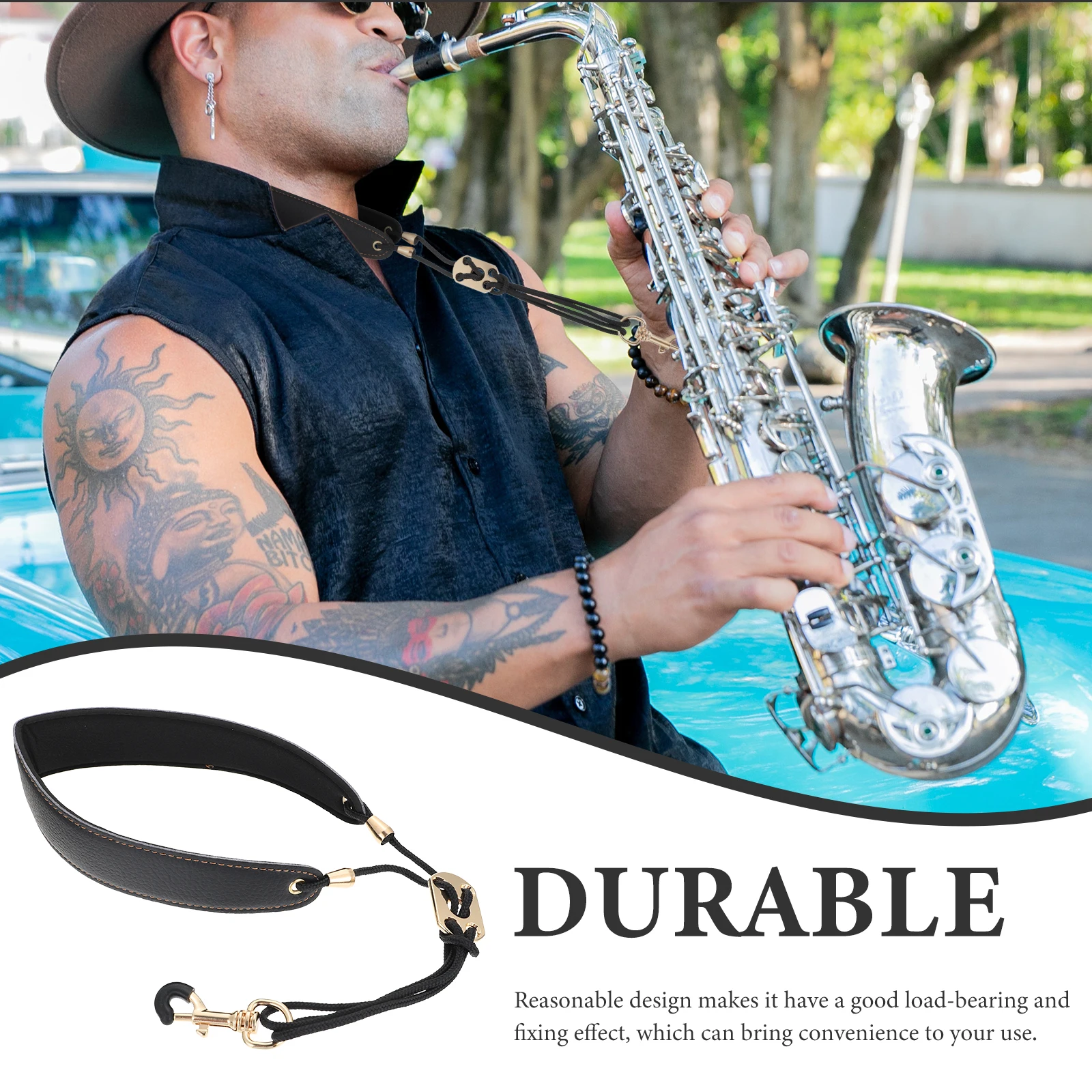 

Saxophone Neckband Strap for Alto Tenor Shoulder Harness Universal Metal Straps