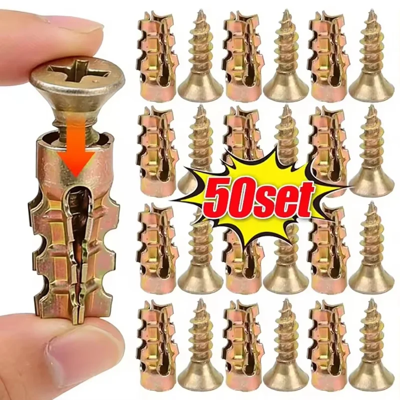 6*14mm Door Hinge Thread Repair Screws Short Expansion Wall Anchors Stripped Thread Repair Fixer Steel Self Tapping Screws