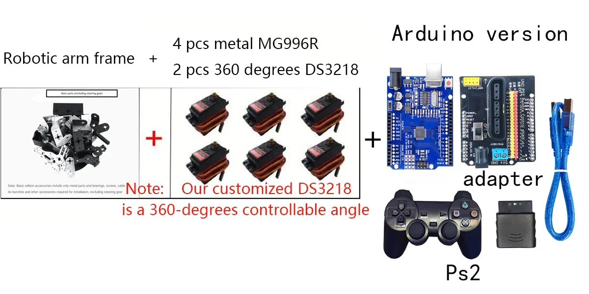 Splitter 6 dof Roboter Metall legierung mechanischer Arm Klaue mg996 für Arduino Roboter DIY Kit Lern roboter ps2 programmier barer Roboterarm – Detail 24
