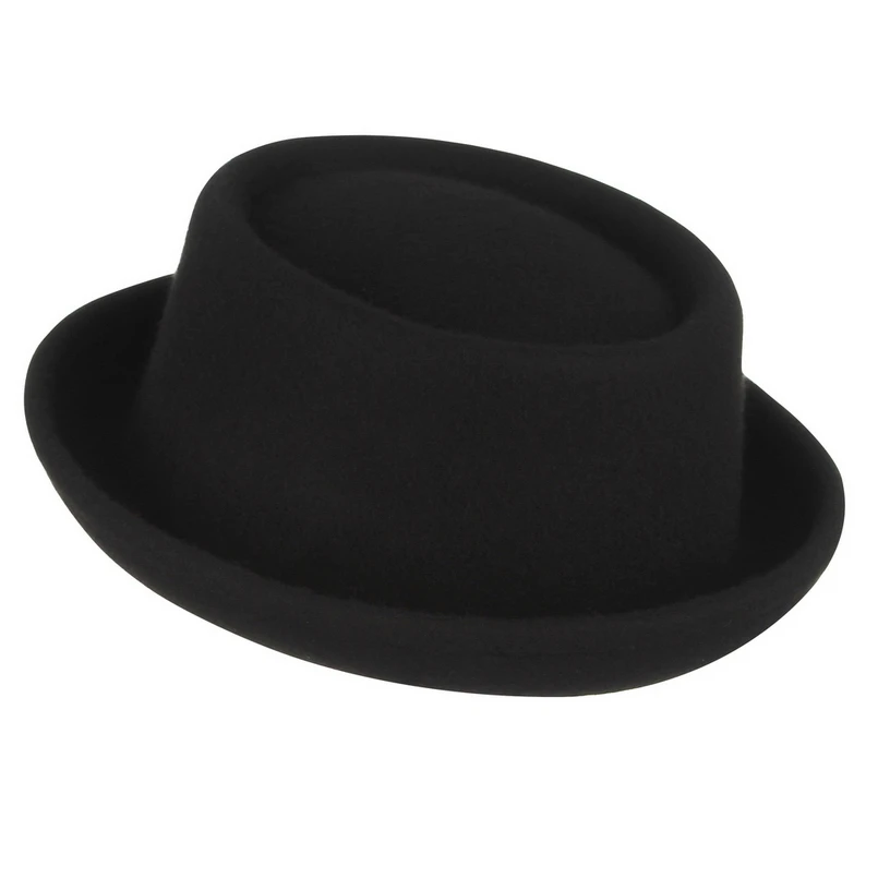 Klasik % 100% Yün Yumuşak Keçe Domuz Pie Şapka Fedora Erkekler Kadınlar için Sonbahar Kış Yün Şapka Kavisli Ağız Erkek Elbise Şapka