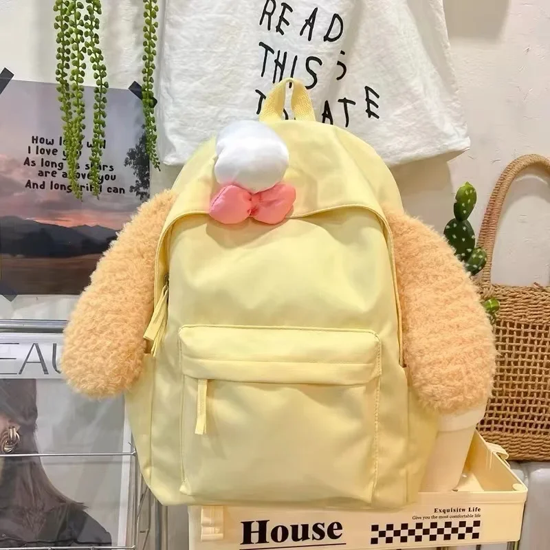 Disney Keqi'an cartoon yellow lightweight student schoolbag cute Shirley rose pink plush soft cute children's backpack