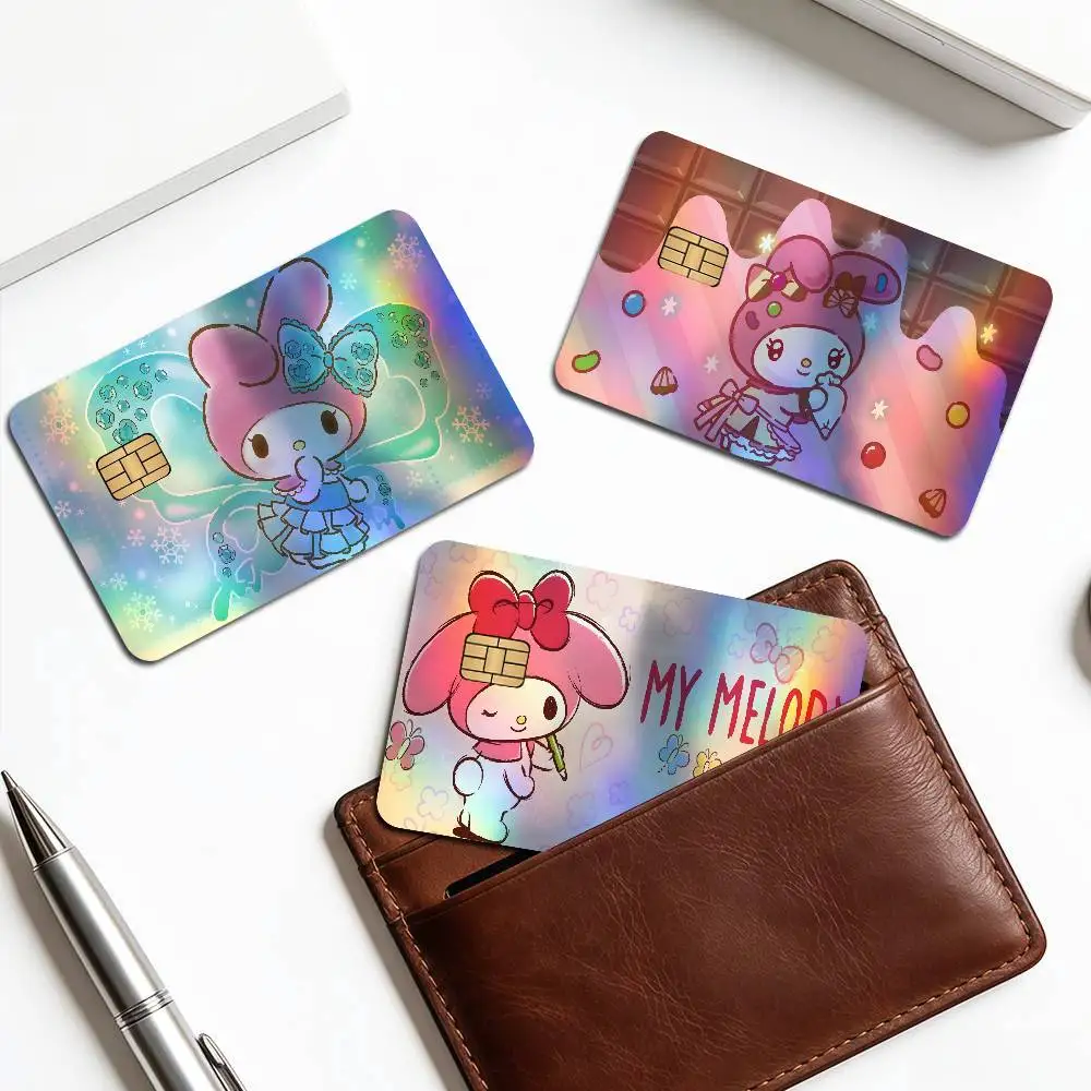Cute My M-MelodyS Gradient Laser Bank Card Stickers Waterproof Trendy DIY Accessories