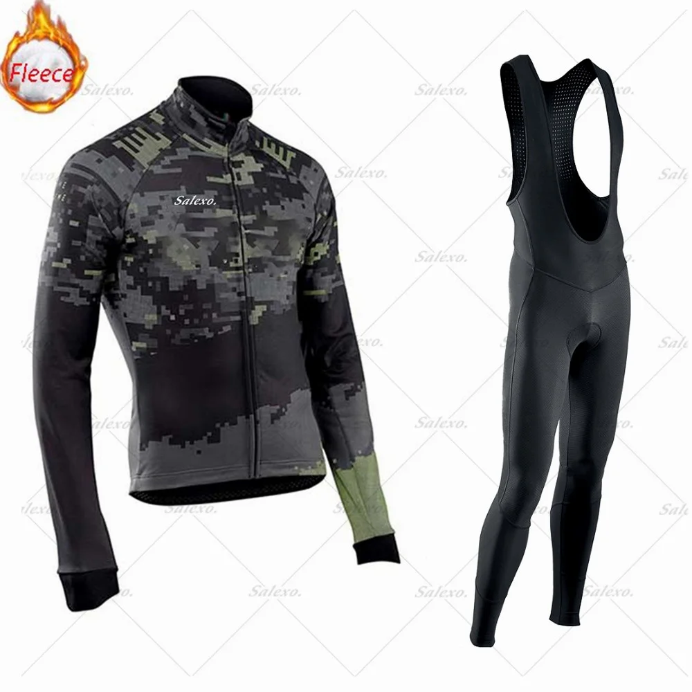 

2026 Winter Cycling Set Men Thermal Fleece Long Sleeve Racing Jersey Suit Cycling Clothing Bib Pants Set Jersey Ciclismo Hombre